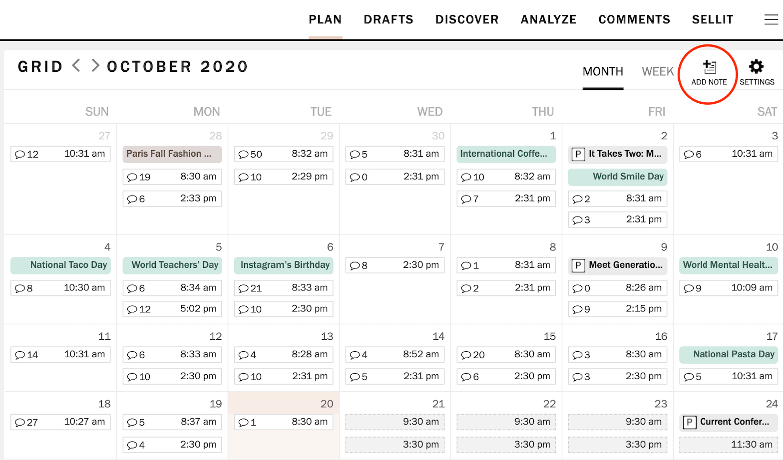Planning with PLANOLY's Social Calendar & Calendar Notes